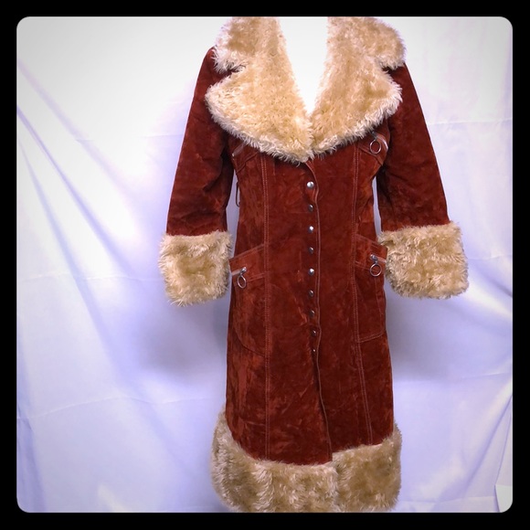 Jackets & Blazers - Vintage 70’s long felt faux fur coat Penny Lane